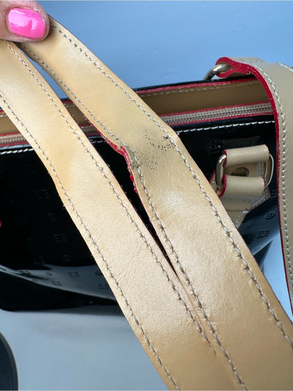 Arcadia Black Patent Tote with Tan Handles - Picture 4 of 16